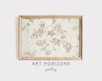 Impresiones de rosas rosas vintage para guardería, arte de pared, decoración de habitación de niña, obra de arte para habitación de niños, diseño floral estilo cottagecore, descarga digital / A502