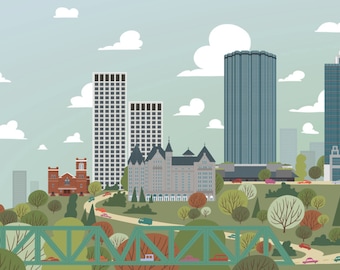 LIMITED EDITION - Edmonton Skyline Canvas | A Unique Take on Alberta's Capital City Landmarks and Surrounding Area