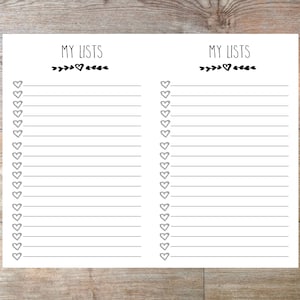 Pocket Size TN Printable Planner Inserts My List Checklist
