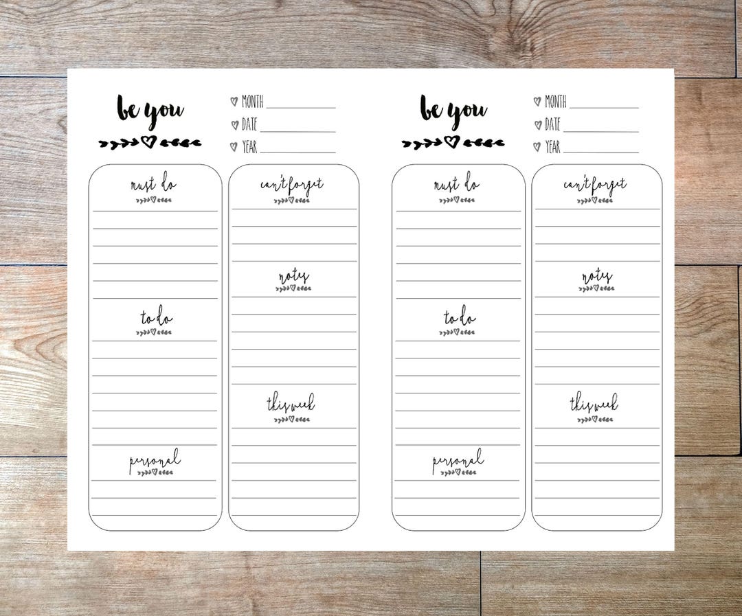 Pocket Size TN Printable Planner Inserts Be YOU Daily Undated - Etsy