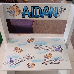 Hand Painted, Personalized ,Flip Stool ,Step Stool ,Planes , Helicopters image 4