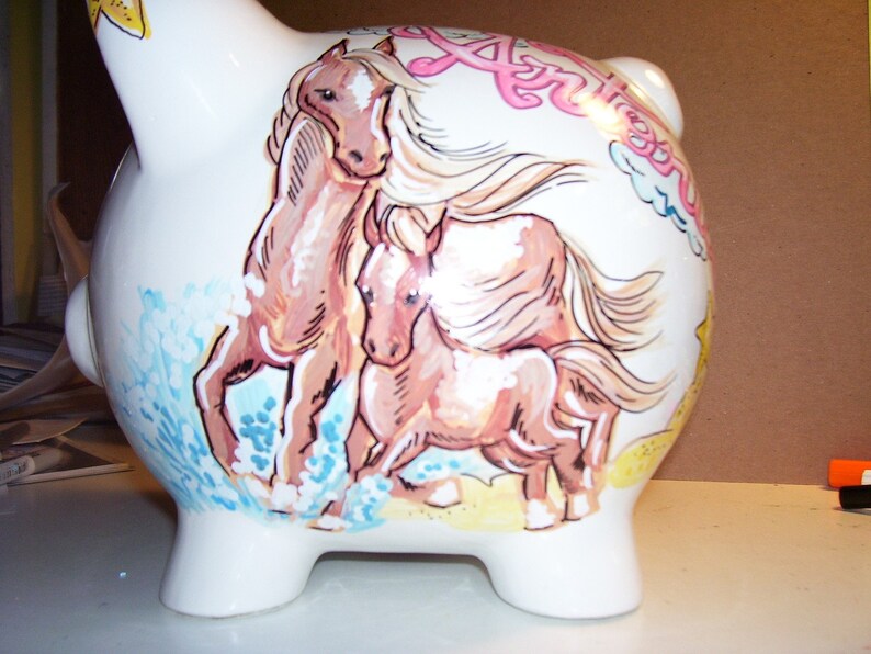 Unique Handpainted Personalized Piggy Bank Horses Etsy