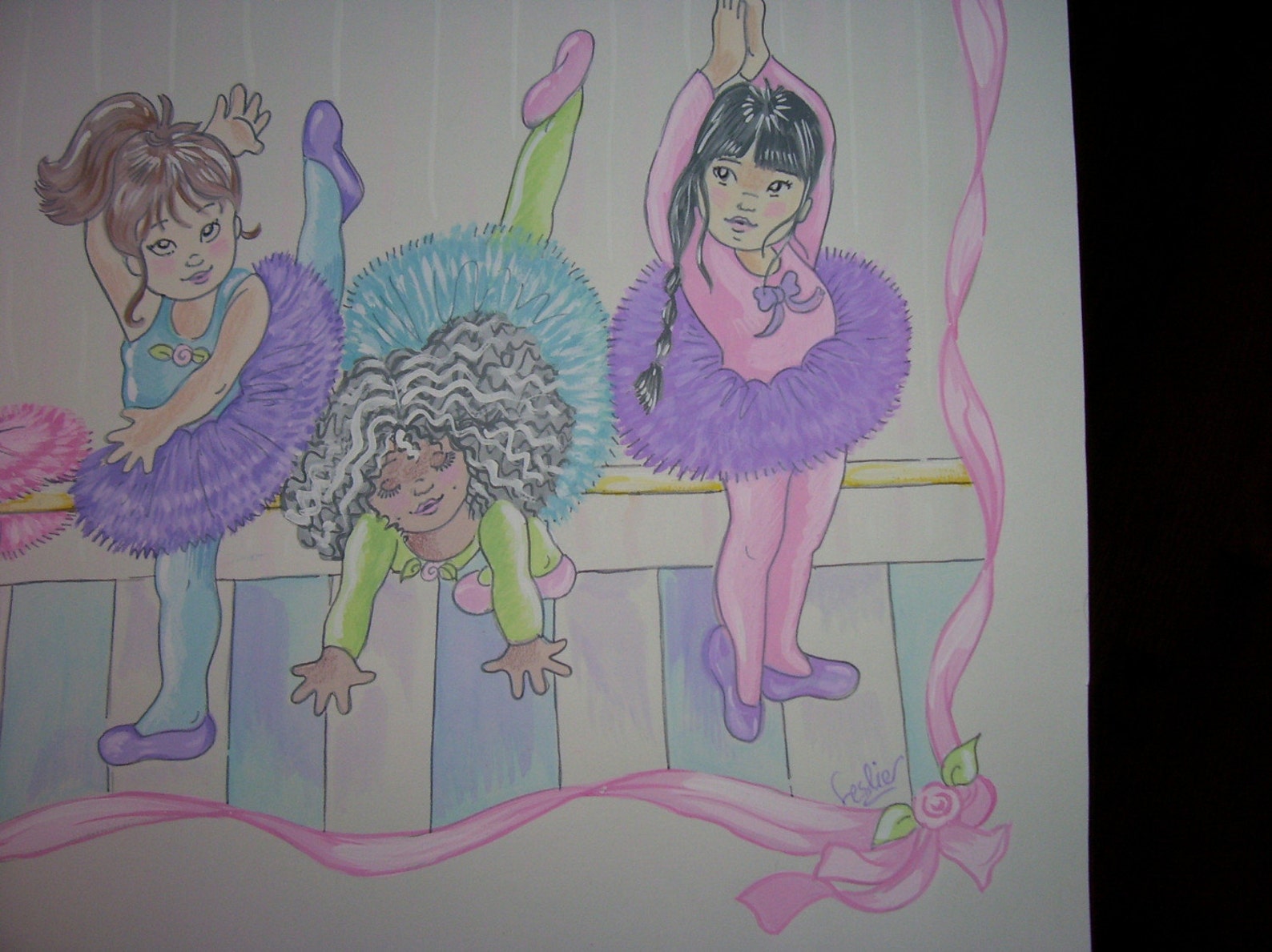 little ballerinas ballet theme - childrens art print - 8.5 x 11