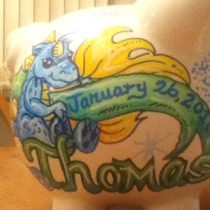 Personalized Handpainted Boy Dragon Piggy Bank image 3