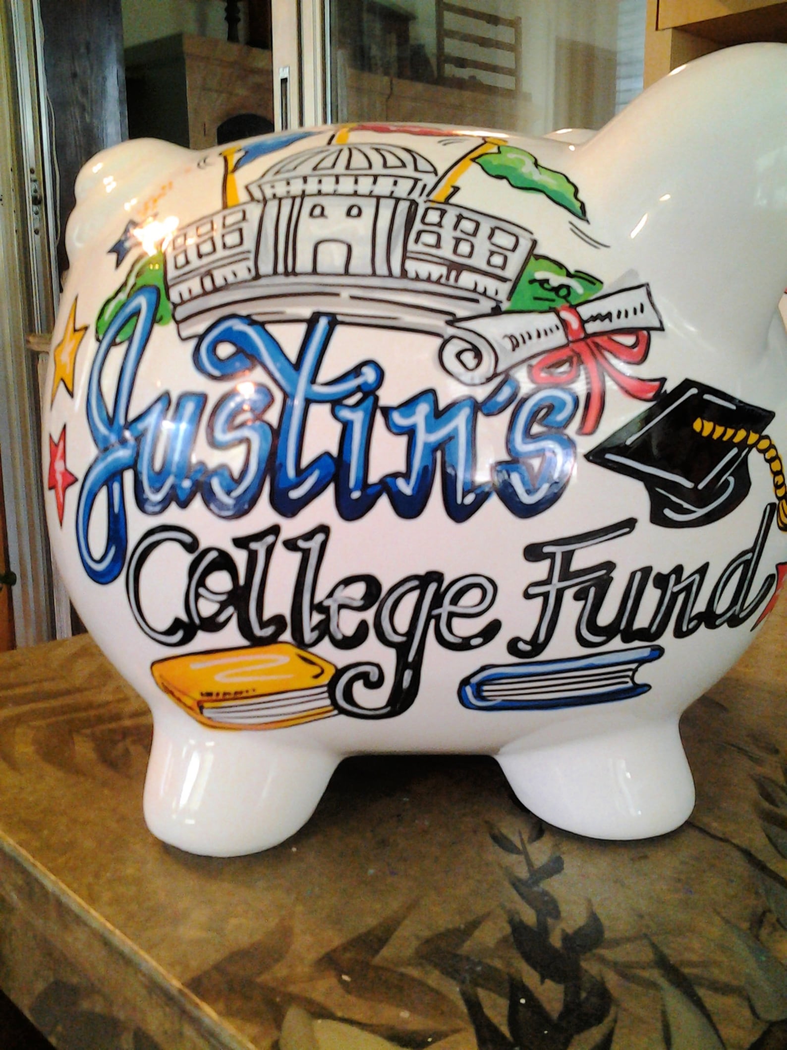 Graduation College Fund Piggy Bank Personalized Handpainted Etsy