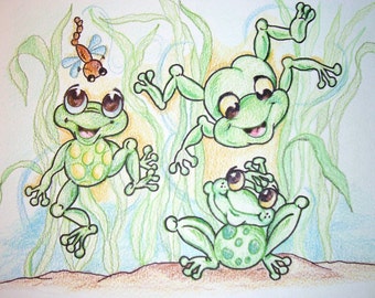 Frog Follies - Froggies- Art Print - 8.5 x 11