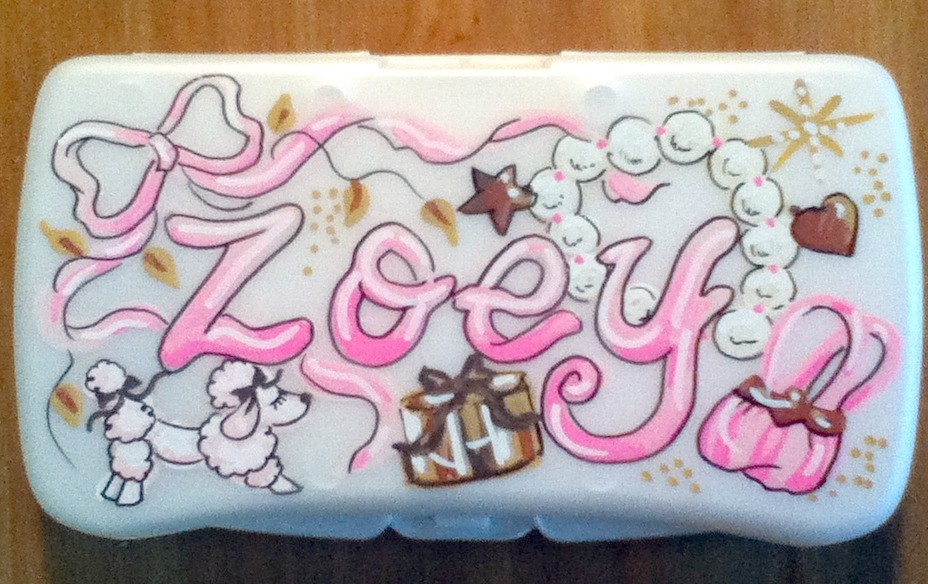 Personalized Baby Wipes Travel Case Paris Theme Pink Brown Handpainted