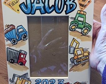 Picture Frame Work Trucks Theme Hand painted and Personalized