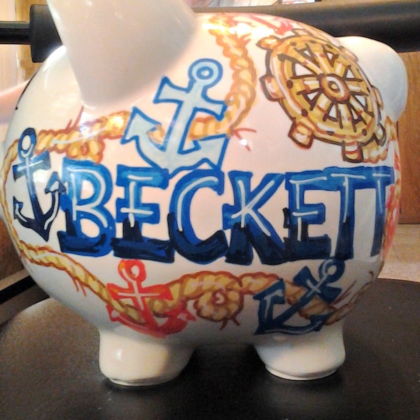 Nautical Piggy Bank Etsy