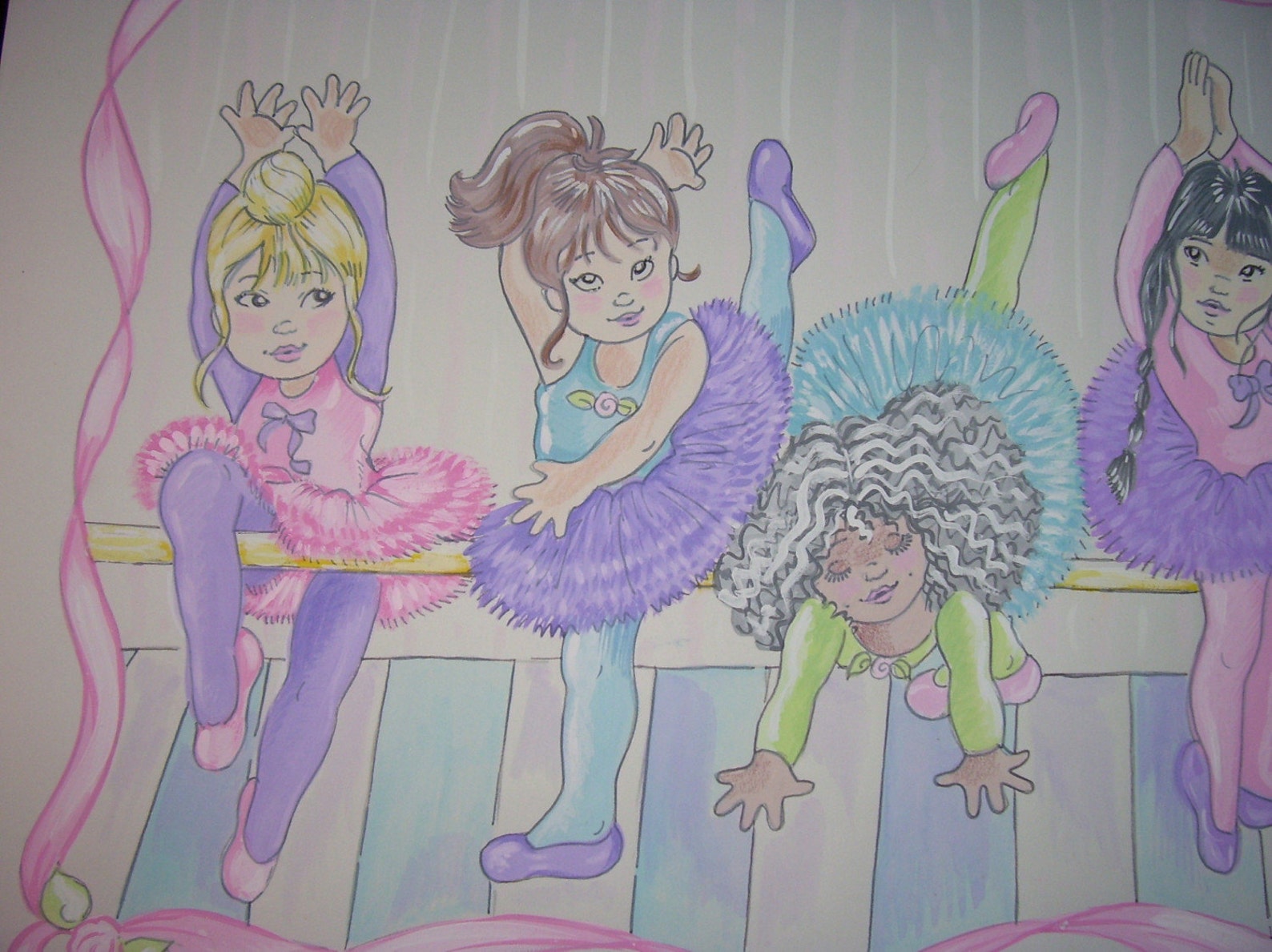 little ballerinas ballet theme - childrens art print - 8.5 x 11
