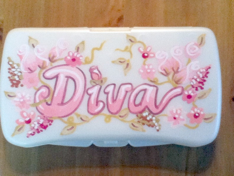Baby Wipes Travel Case Shabby Chic Design Handpainted and Personalized image 1