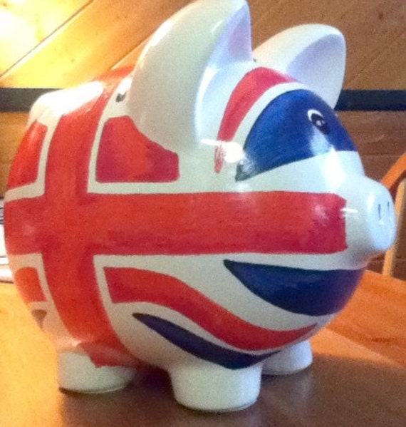 Personalized Piggy Bank British Flag Handpainted Etsy
