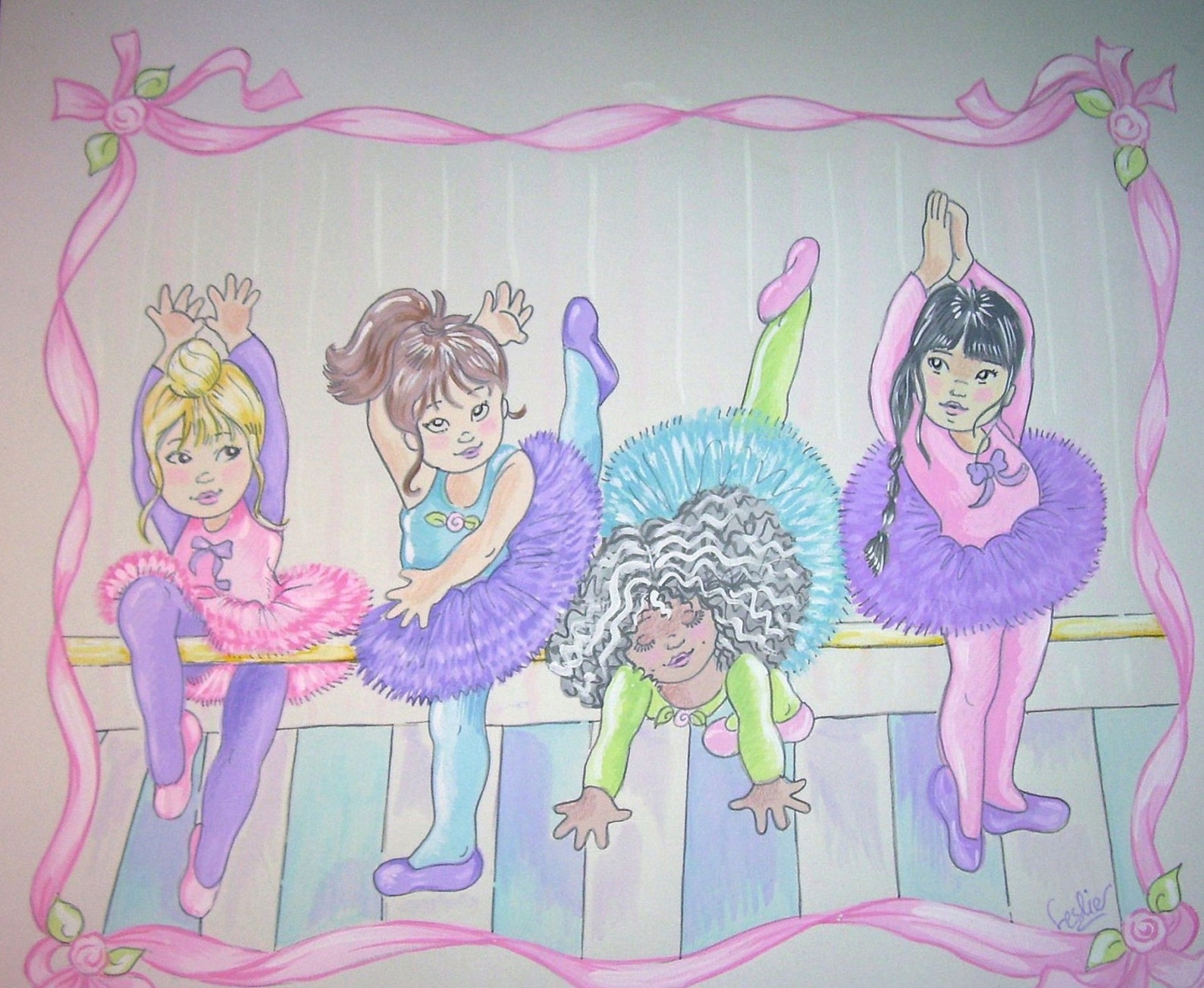 little ballerinas ballet theme - childrens art print - 8.5 x 11