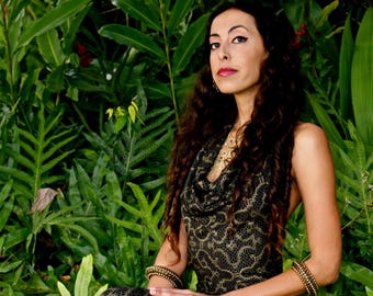 Black and Gold Shipibo Jumper  - Onesie - Shipibo Icaro -  Shipibo clothing - Ayahuasca clothing - Bamboo