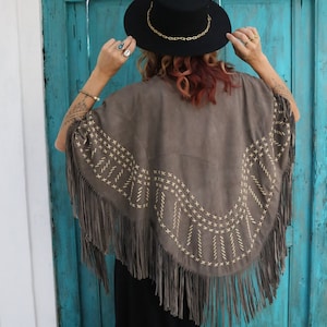 Suede Fringe Poncho - Etsy Suede Fringe Poncho - Etsy
