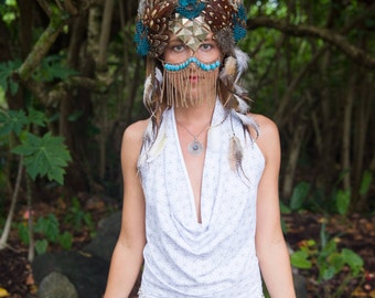 Bamboo Aurora Dress with Flower of Life Print -  White and Gold - Tunic - Top - Sacred Geometry