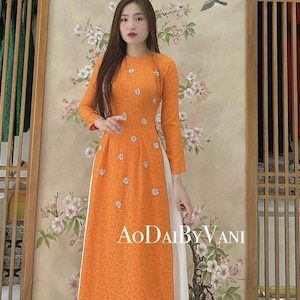 Ao Dai Lua Tuyet Lien(2 colors)/ Ao Dai Design with Crystal/Vietnamese Ao Dai for Women/High quality Ao dai Vietnam No pants included/ TT85