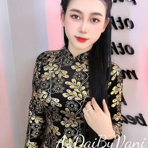 Ao Dai Lua Mango Cao cap/ Ao Dai Truyen Thong/Pre-made Traditional Vietnamese Ao Dai with Pants| /Ao Dai For Women/No pants included/ TT115
