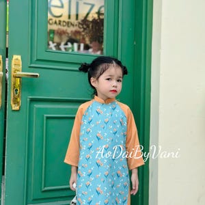 Girl&#39;s Silk Ao Dai Set: Traditional Vietnamese Dress, Lunar New Year