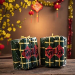 Faux Bánh Tét/Bánh Chưng Set – Vietnamese Lunar New Year Decor