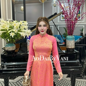 Ao Dai Lua Hà Nam/Ao Dai Vietnam/ Pre Made Traditional Long dresses Vietnamese /Ao Dai For Her/Luna New Year Ao Dai/No pants included/ G310