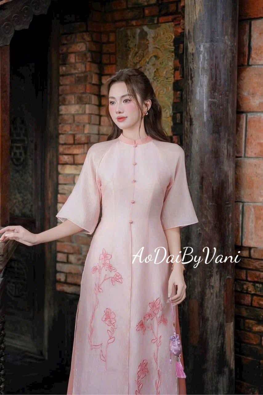 Thục Chi Set Ao Dai Cach Tan Pink Color/Ao Dai For Tet/Pre-made Traditional Vietnamese Ao Dai/Ao Dai for her/Pant included/CT277