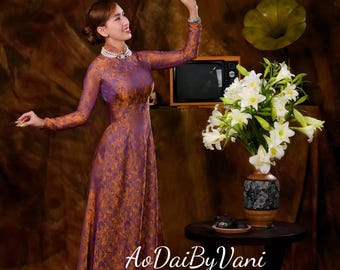 Set Ao Dai Lua Hà Nam/ Ao Dai Vietnam/ Traditional Long dresses Vietnamese / Ao Dai For Her/Luna New Year Ao Dai/pants included/ Tk81