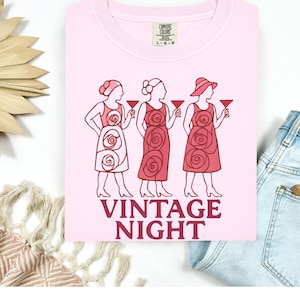 ピンク モノクロ ヴィンテージ レディース カクテル ユニセックス Tシャツ、レトロ グラフィック Tシャツ、レディース ファッション トップス、ヒップスター シャツ、夏スタイル アパレル、ヴィンテージ