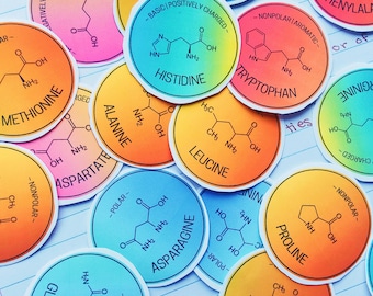 Amino Acid Stickers | Chemical Structure, Properties, Name | MCAT, AP Bio