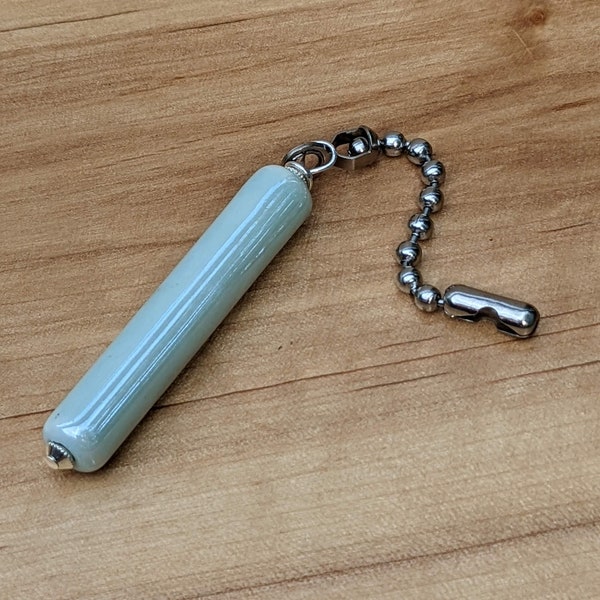 Ceramic Chain Pull, Mint + Silver Single Light or Fan Pull, Column Chain Pull