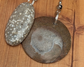 Fossil Ammonite & Ocean Jasper Fan Pulls: Fossilcore, Stone Ceiling Fan Dangles