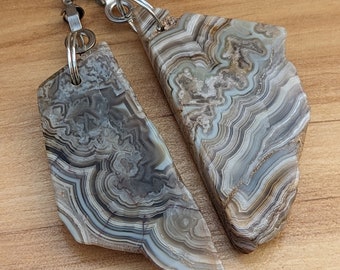 Laguna Lace Agate Fan Pulls, Pair Of Fan Pulls, Ceiling Fan Pulls, Light Pull Set, Polished Rock Dangles