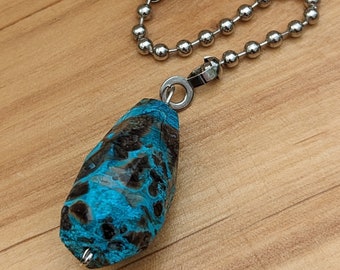 Single Light Pull, Turquoise + Brown Fan Pull, Polished Blue Green, Decorative Fan Pull, Ceiling Fan Pull