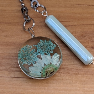 Floral Ceiling Fan Pulls, Light Green Fan Dangles, House Love, Ceramic Cylinder Fan Pull Chain Set