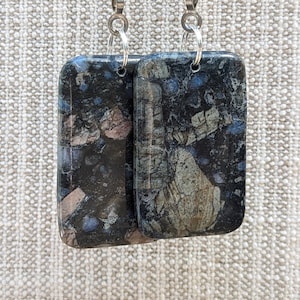 Stone Ceiling Fan Pull Set, Gray + Blue Fan Pull Chain, Stone + Ball Chain, Rock Fan Pulls Chains