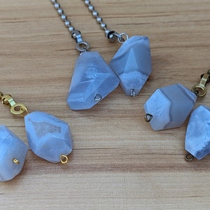 Light Blue Ceiling Fan Pulls, Modern Home Décor, Teardrop Fan Chain Pull, Coordinated Pair Pulls