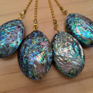 Abalone Shell Ceiling Fan Pulls: Gold Pull Chains, Beachcore, Coastal Home Decor