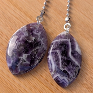 Amethyst Fan Pulls, Purple + White Décor, Fan Pull Chain Set, Home Office Upgrade, House Love