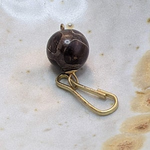Handbag Zipper Pull, Stone Zipper Pull for Jacket, Brown + Gray Zip Dangle, Zipper Charm