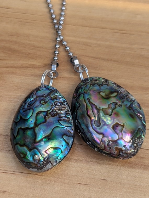 Abalone Shell Ceiling Fan Pulls: Iridescent Oil Colors, Beachcore Home Decor