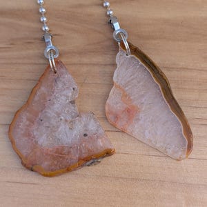 Geode Ceiling Fan Pull Set, Agate Fan Pull Chain, Stone + Silver Ball Chain, Rock Fan Pulls Chains