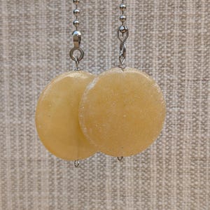 Calcite Moons Ceiling Fan Chain Pulls: Yellow Stone Pull Strings, Silver Hardware