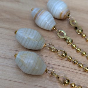 White Onyx Ceiling Fan Pull: Gold Chain Cord, Nature's Neutrals, Beige Light Pull