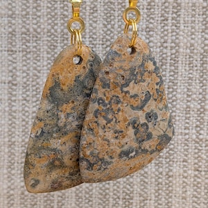 Stone Ceiling Fan Pull Set, Leopard Jasper Fan Pull Chain, Stone + Gold Ball Chain, Rock Fan Pulls Chains