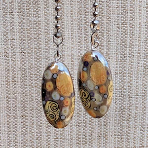 Hand Painted Ceramic Ceiling Fan Pulls, Warm Neutral Decor, Bronze Silver Chain Choice