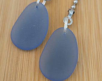 Cobalt Blue Sea Glass Ceiling Fan Pulls, Silver Ball Chain Set, Coastal Cali Style