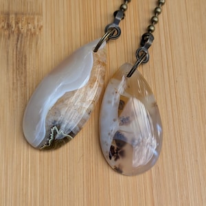 Animal Print Ceiling Fan Pull Set, Exotic Colors Fan Pull Chain, Stone + Brass Ball Chain, Rock Fan Pulls Chains