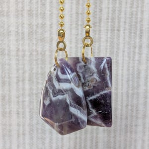 Amethyst Fan Pull Chain Set: Purple & Gold Ceiling Fan Dangles, Studio Upgrade