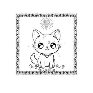 Cute Kitten Coloring Page, Kitten Coloring Page, Cat Coloring Page, Cat Coloring Sheet, Kids Coloring Page, Adult Coloring Page
