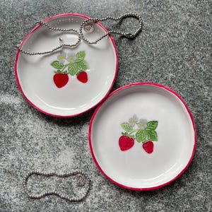 Handmade Strawberry Trinket Dish: Cottagecore Clay Jewelry Tray